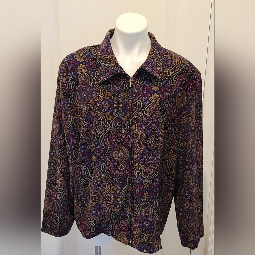 Briggs New York Womens Multicolor Paisley Jacket